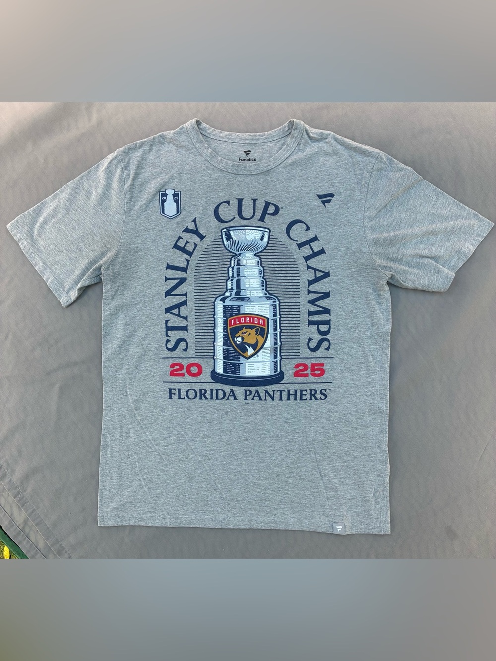 Fanatics Heather Gray Tee with Navy Logo